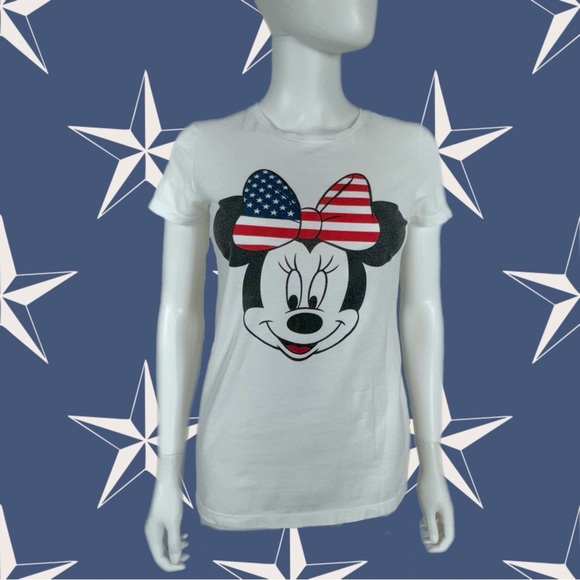 Disney Stars & Stripes Mini Mouse Fitted Short Sleeve Tee - Picture 1 of 6